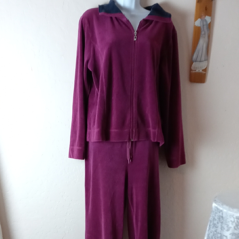 Three Hearts Plush Purple Velour Tracksuit